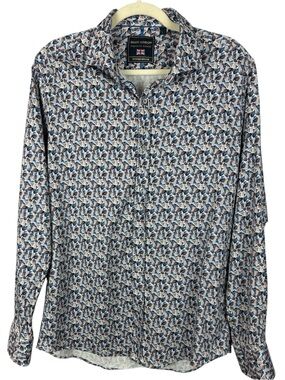 Guide London Premium Range Geometric Mosaic Print Button Down Shirt Men’s L